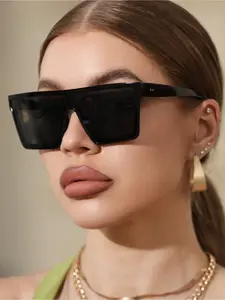 Unisex Simple Style Plain Color Sunglasses, Trendy Casual Full Rim Sunglasses for Everyday Use, Fashion Accessories for Outdoor Activities, Trendy Beach Eyewear