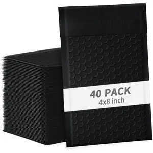 4x8 Inch Black Bubble Mailers 40 Pack Self-Seal Poly Padded Envelopes for Small Businesses to Package and Mail Jewelry Cosmetics Electronics Products Cards