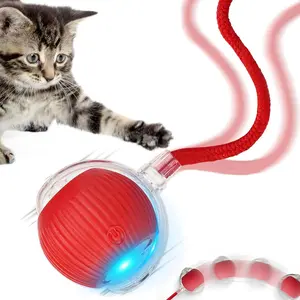 Interactive Cat Toy Ball - Automatic Interactive Cat Toys for Indoor Cats with 3 Tails, 2 Speeds Rechargeable Cat Enrichment Toys for Small/Medium/Large Cats to Keep Them Busy kitty electric gravity pet fun gifts smart Motion-Activated Chirping