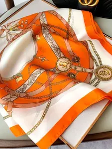 Silk Scarf Soft Lightweight Square Towel All-Season Versatile Fashion Neck Tie, Comfortable and Stylish Unique Print Accessory for Any Occasion