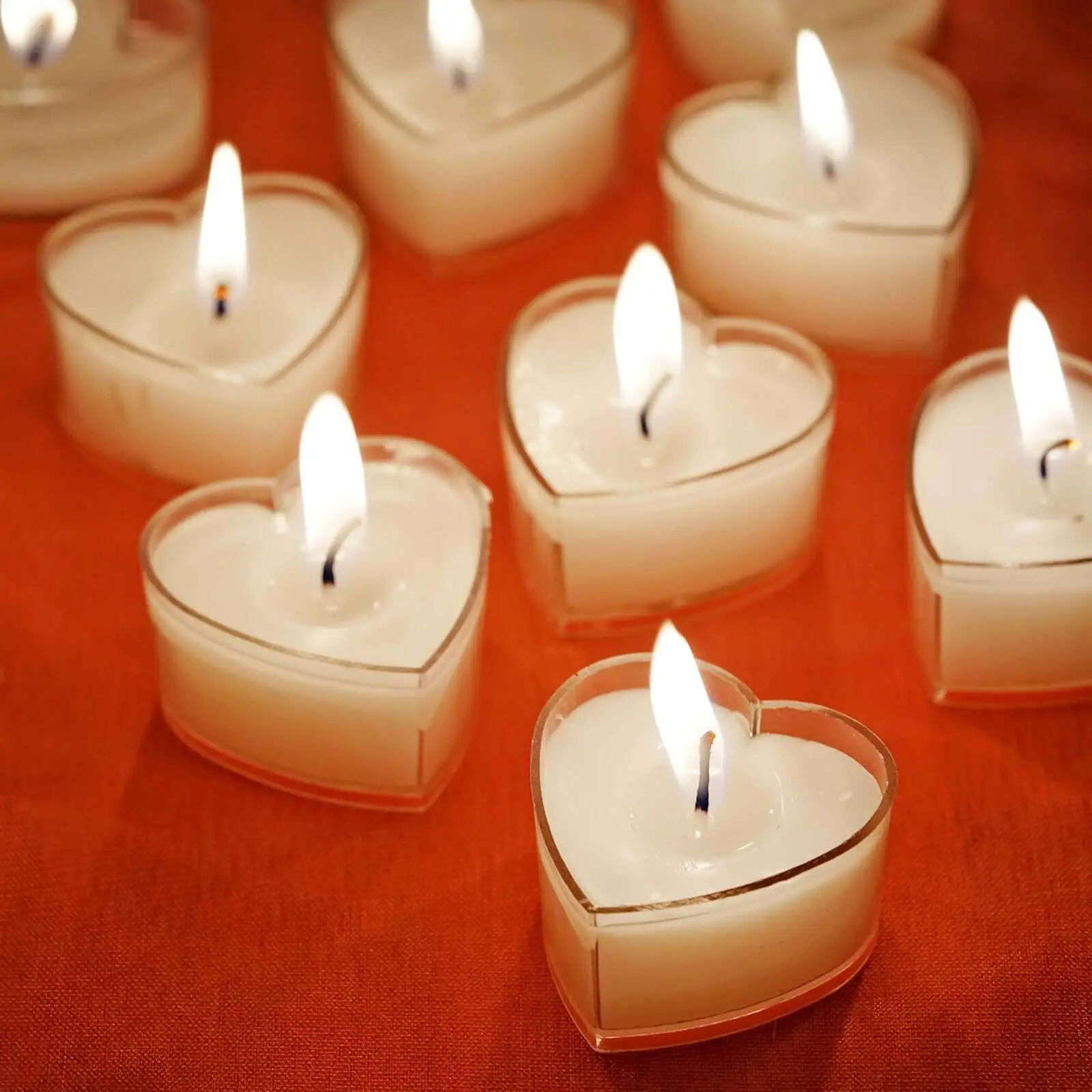 12-Pack White Heart-Shaped Tealight Candles, Romantic Valentine's Day Home Decor Decoration for Intimate Settings