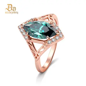 【exclusive in livestream】Delzzad 2ct Sparkle Halo Ring Marquise Cut Engagement Ring Synthetic Moissanite Ring Jewelry S925 Green Bliss Ring Perfect Birthday Engagement Wedding Anniversary Christmas Gift