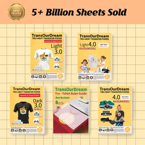 40+sheets TransOurDream Creative Heat Transfer Kit for Parents, Kids & First-Time Makers | Print or Draw on Light & Dark Fabrics with Easy Alignment Ruler.