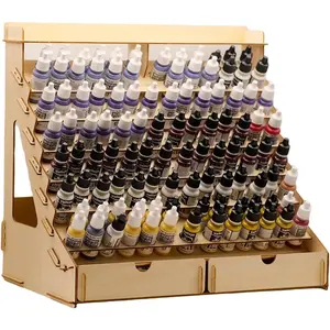 Craft  Storage-Modular  Organizer - Holds 105 Bottles of Vallejo Paints, 14 Brushes, 2 Cabinets, and Miniature Stands - Art Tool Storage Rack for Miniature  Set