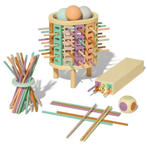 Wooden Egg Drop Tower Game, Fun Strategy Stick Pulling Game for Kids & Families, Ages 4+, 2-6 Players, Educational Toy