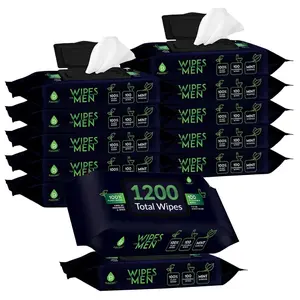 Soft Mint Scented Flushable Wipes for Men - 12 Pack (1200)  Based  and  Wipes with Aloe Vera & Vitamin E -  Wipes for Gentle & Thorough Cleansing