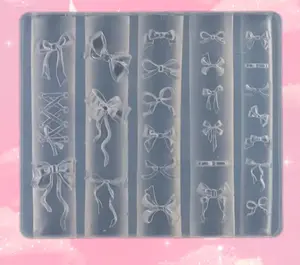 Coquette Silicone Nail Art Mold for 3D Gel Nail Charms with Bow and Ribbon Designs Perfect for Nail Art Nail Decoration