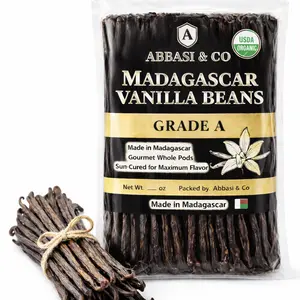 Organic Madagascar Vanilla Beans. Whole Grade A Vanilla Pods for Vanilla Extract and Baking Fresh Bourbon beans for cooking 4-6inches in length Premium grade . Imported from Madagascar