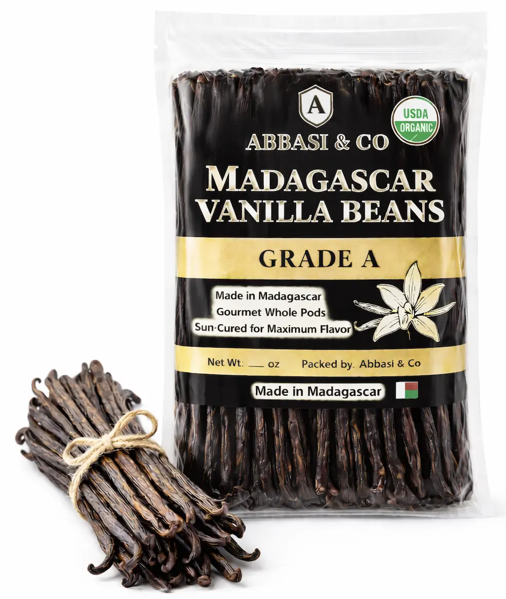 Organic Madagascar Vanilla Beans. Whole Grade A Vanilla Pods for Vanilla Extract and Baking Fresh Bourbon beans for cooking 4-6inches in length Premium grade . Imported from Madagascar