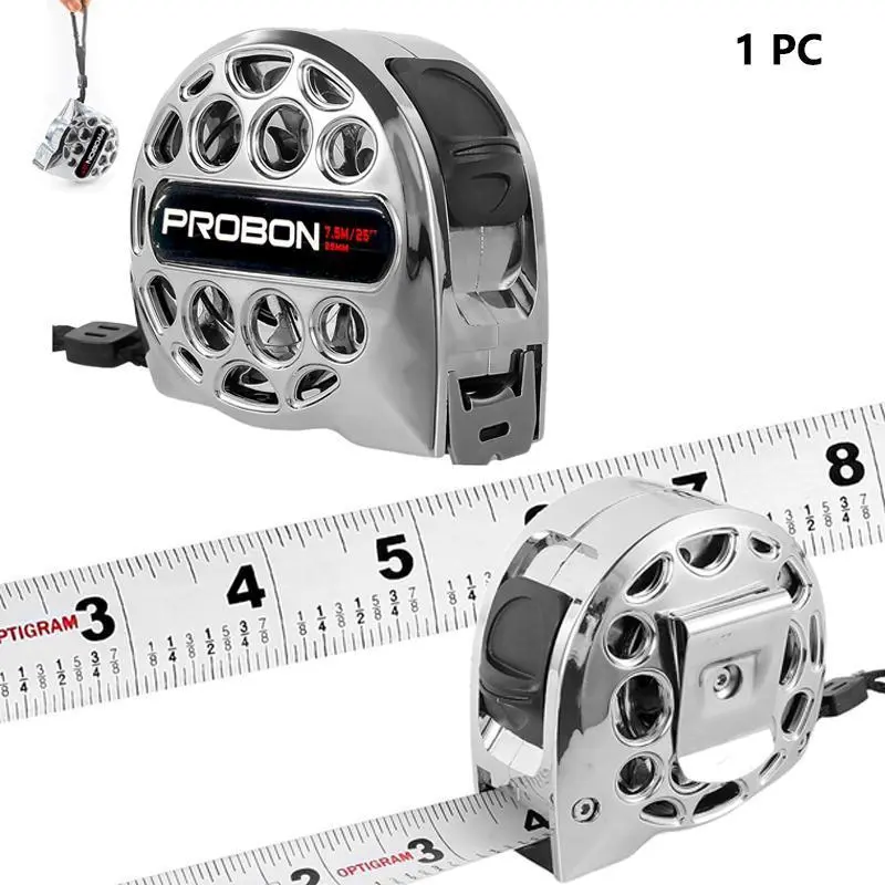7.5m/25ft Stainless Steel Durable Tape Measure, Waterproof Retractable Portable Easy-to-Use Measuring Tool for Construction Workers, Household Use