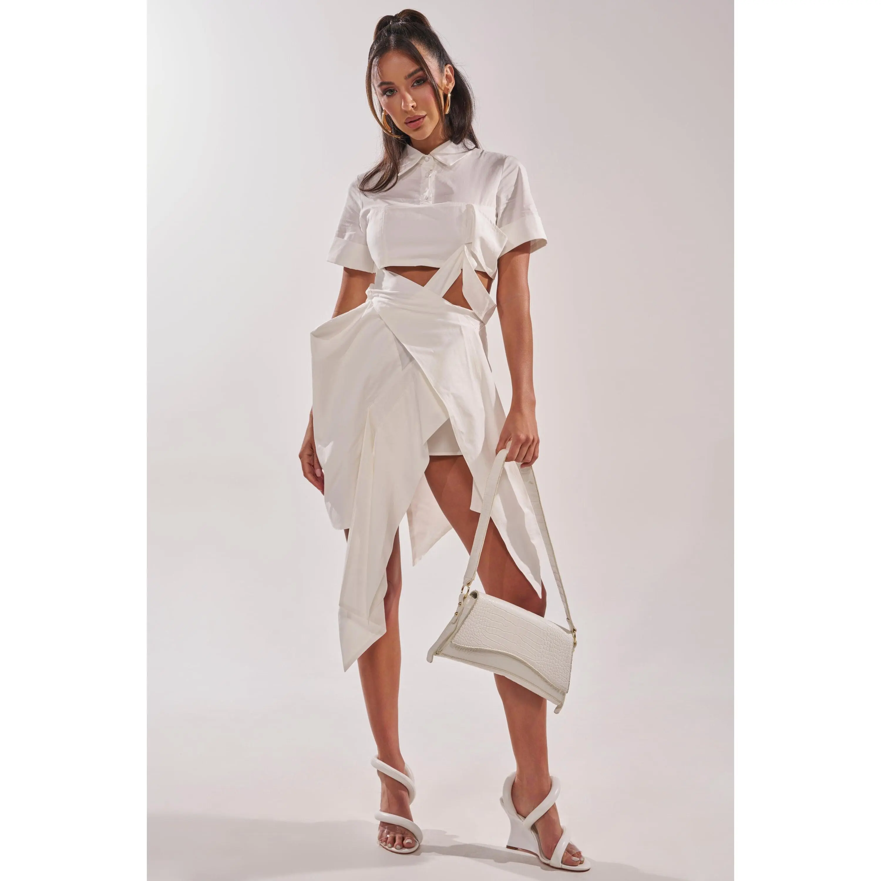 RIRI CUT OUT POPLIN MIDI DRESS