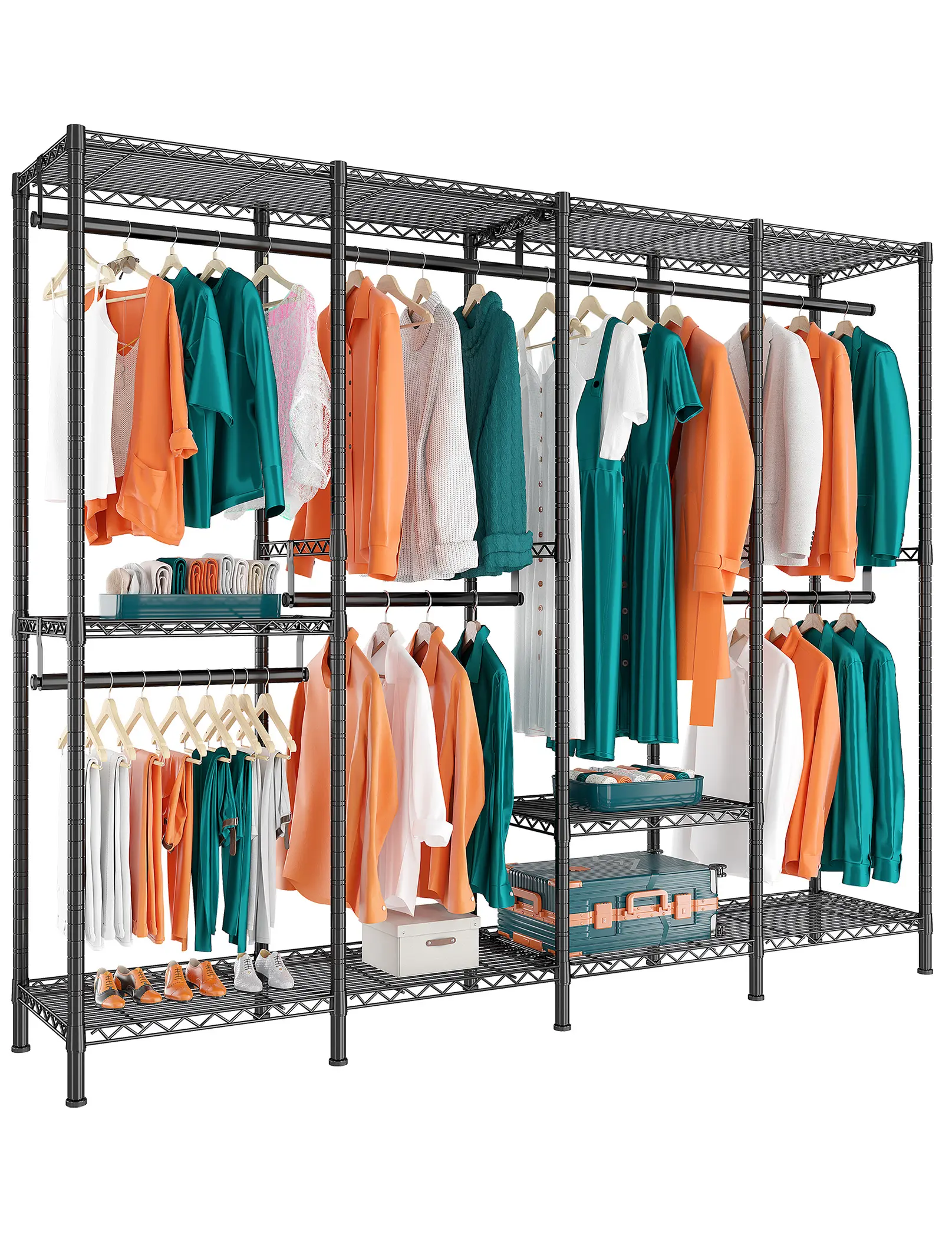 Clothes Rack, Clothing Rack 990LBS Clothing Racks for Hanging Clothes Heavy Duty Clothes Rack Metal Garment Rack Freestanding Closet Rack Portable Clothes Rack
