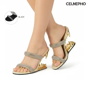 CELNEPHO Womens Morso Sandals Summer Sandal Rhinestone Metalic Strappy Heels Open Round Toe Shark Tiger Teeth heeled Flip Flops Thong Mules Two Strap Slip-On Sandals Party Casual Wedding Fashion Dress Shoes