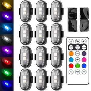 18/12/6PCS Wireless LED Strobe Lights for Car, Motorcycle, Bike, Truck, SUV, RV – 8-Color USB Rechargeable Waterproof LED Lights with Remote Control, Flashing, Breathing, Steady Glow, Interior & Exterior Accent Lighting, Ambient, Decorative Vehicle Lights