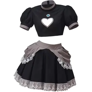 Sexy Black Bowsette Cosplay Costume - Princess-Inspired Top & Skirt Outfit for Women