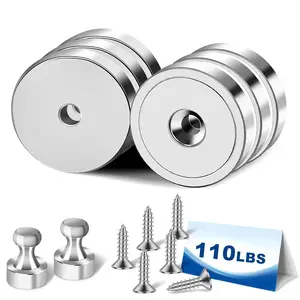 1.26" Neodymium Rare Earth Magnet 6 Pack - Strong Mounting Magnets with 110lb Pull Force - Imanes Fuertes, Screw in Magnets Included