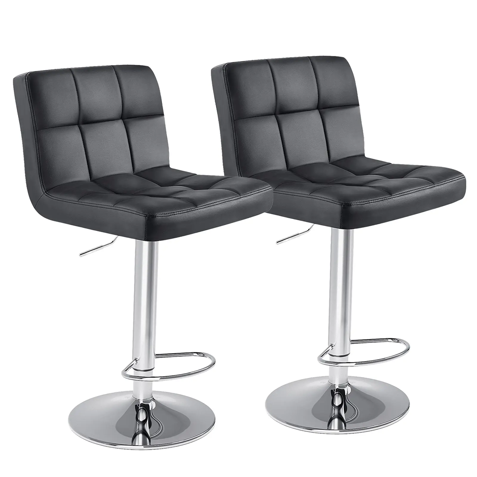 PU Leather Adjustable Swivel Bar Stool,Kitchen Counter Height Bar Stool,Thick Seat Cushion Square Island Bar Stool with Backrest 2 Piece Set PU Leather Adjustable Swivel Bar Stool,Kitchen Counter Height Bar Stool,Thick Seat Cushion Square Island Bar Stool with Backrest 2 Piece Set