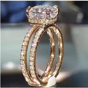 Zircon Ring - Copper Alternative Style Crown Plating Platinum Rose Gold Inlay Gemstone No. 6-10 Individually Packaged