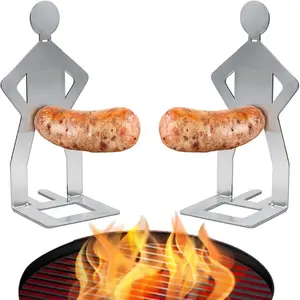 Stainless Steel Hot Dog & Sausage Grill Rack - Portable Foldable Reusable Stand, Professional Outdoor Camping Grilling Equipment