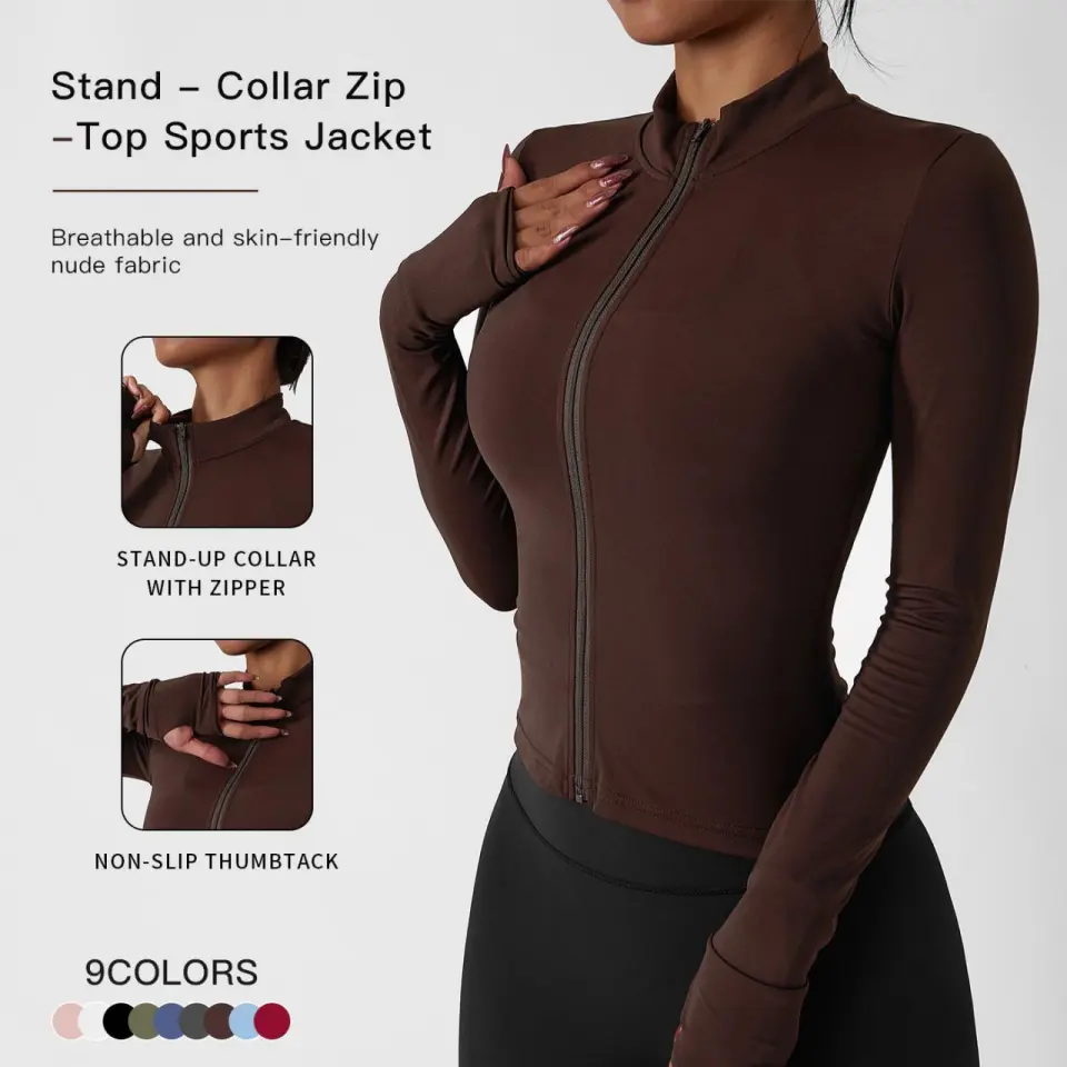 Women's Lightweight Full-Zip Running Sports Jacket, Slim Workout Yoga Sweatshirt with Thumbholes, Athleisure Style Jackets Zip Up,summerwins