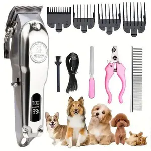 High-power pet hair clipper, grooming trimmer for dogs & cats. Low noise & no hair jamming, comes with guide combs & full accessories.