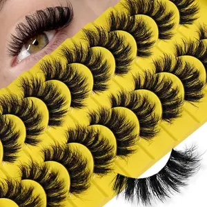 10 Pairs Fluffy Fake Lashes Wispy False Eyelashes Thick Volume Fake Lashes Curly Fake Eyelashes Eyelashes Set