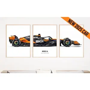 McLaren F1 Poster Set: 2025 Lando Norris/Oscar Piastri Art Print NOT FRAMED [Formula One][Minimalist][Racing Car] Canvas Art Print For Living Room Bedroom Office + Modern Decor With