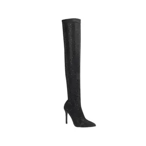 Belinda Full Rhine Stone High Knee Boots Winter Sparkle for Holiday Style with Sparkling Rhine Stones and High Knee Design