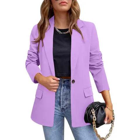Womens Casual Blazer Jacket Long Sleeve Open Front Work Office Blazer Lapel Button Jacket