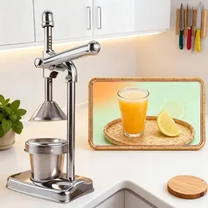 Heavy metal manual juicer stainless steel body automatic pulp discharge large feed tube easy to clean durable