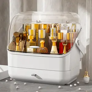 MIAOLI Women's Large-Capacity Multi-Compartment Makeup Organizer Portable Plastic Storage Box with Spacious Countertop Tray Freestanding Bathroom Vanity Beauty Products Simple Assembly Required Perfume Storage Box