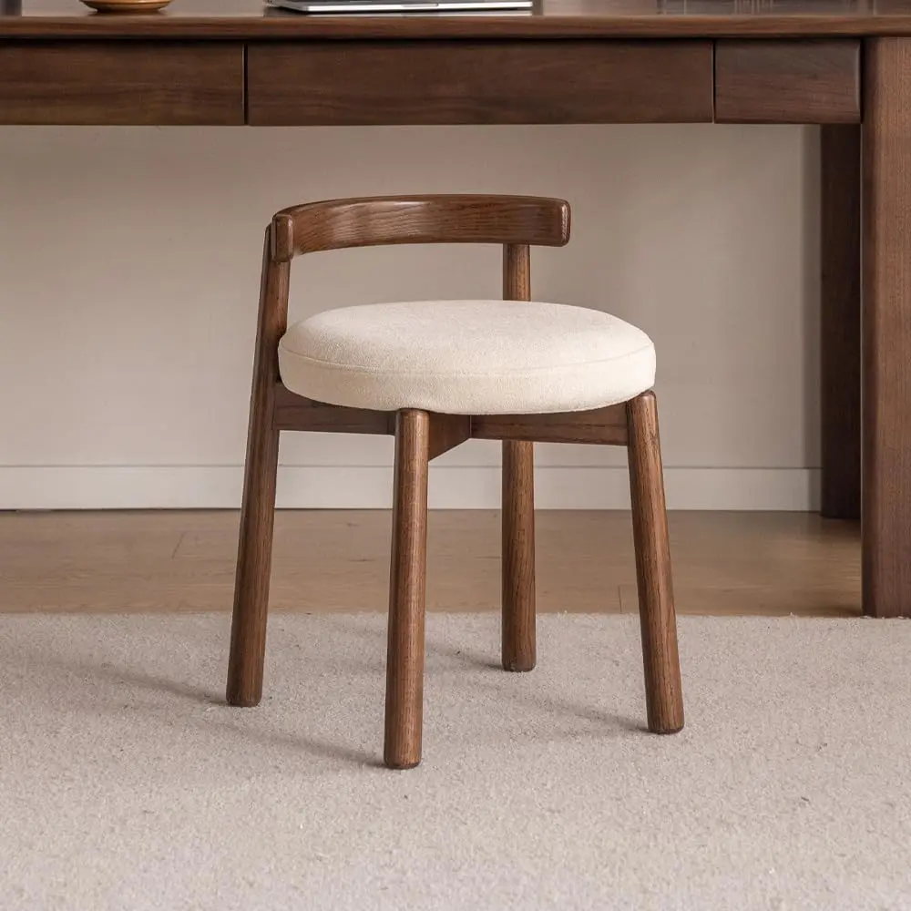 Wayshome Swivel Solid Wood Vanity Stool, 360 Swivel Chair for Makeup Room, Fully Assembled Makeup Chair, Vanity Bench for Bathroom & Living Room 16.5"D x 11.8"W x 16.5"H