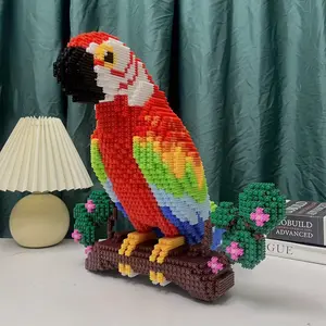 Colorful Parrot Ornament 3D Puzzle Building Blocks Decorative Decoration, Bookshelf Home Office Cabinet Decor, Party Living Room TV Stand Display Gift