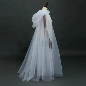 Black Friday Deal 🛍️ Limited Time Offer! 🎄 Christmas Gift for Cosplayers - White & Black Double-Layer Lightweight Tulle Cape 🧛♀️, Bride Shawl/Witch Vampire Cosplay Cloak, Holiday Party Must-Have Costume Prop Clothes Halloween