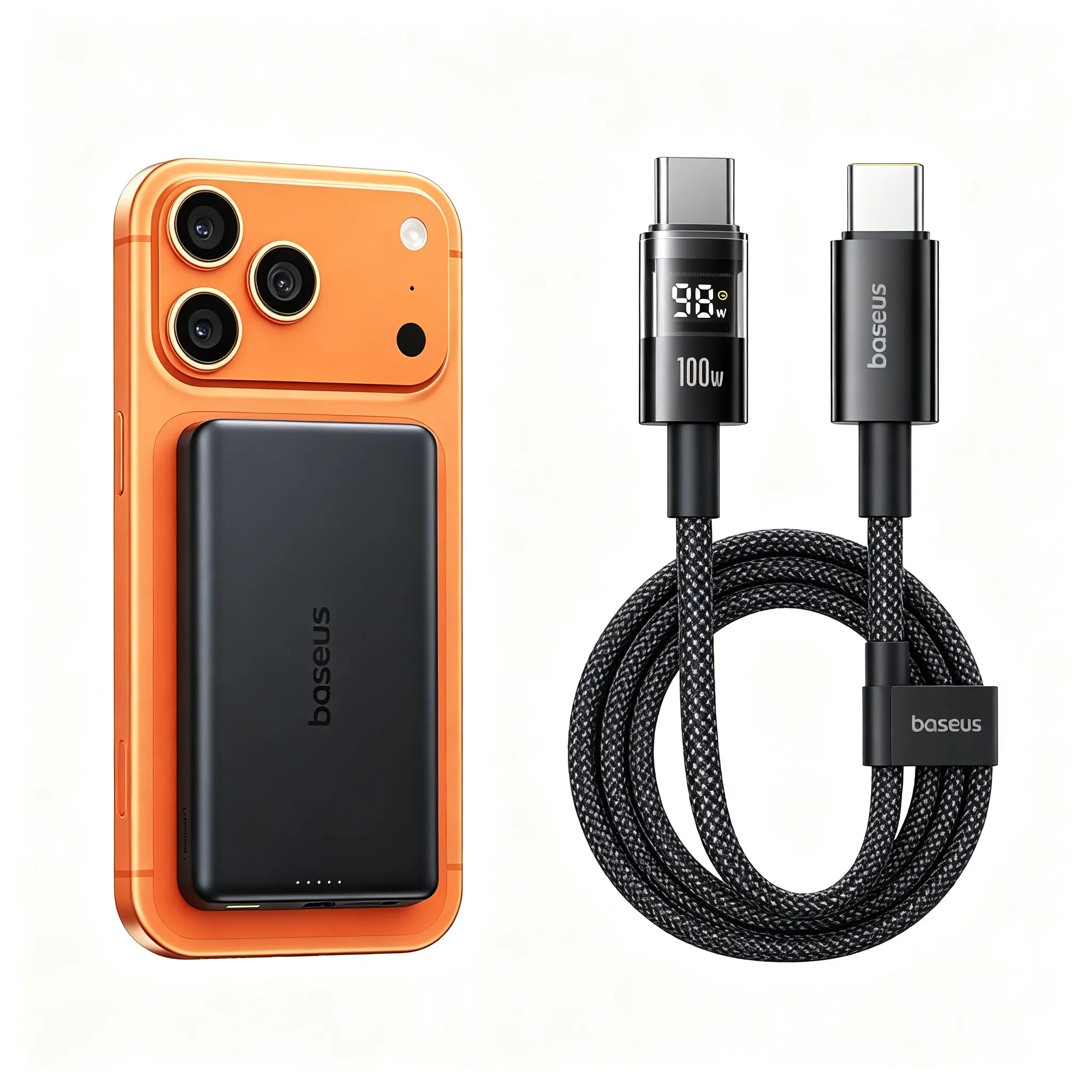 Power Bank + 100W LED USB-C Cable