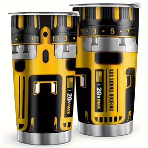Funny Construction Worker Gift - Power Tool Battery Design 20oz Tumbler - Novelty Gift for Roofer or Handyman - Travel Mug,Father's Day Gift, Retirement Present, Birthday Surprise for Him