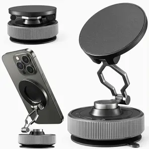 MagSafe Magnetic Phone Holder 360° Adjustable Round Vacuum Suction Cup Bracket for Dashboard Cars Accessories Vlog Mount Compatible with iPhone & Android  Force - Metal, Smartphone