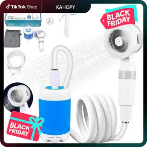 1 - 2h USB Rechargeable Portable Shower Pump, 5 Spray Modes, for Camping, Beach, RV, Backpacking, Complete Kit