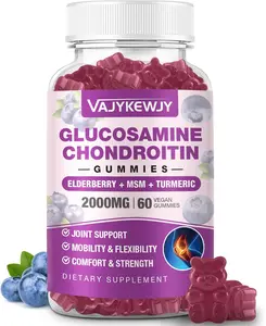 Sugar Free Glucosamine Chondroitin Gummies 2000mg Extra Strength Glucosamine with Chondroitin MSM and Turmeric Joint Support Supplement for Mobility Flexibility Pain Relief Antioxidant and Immune Support