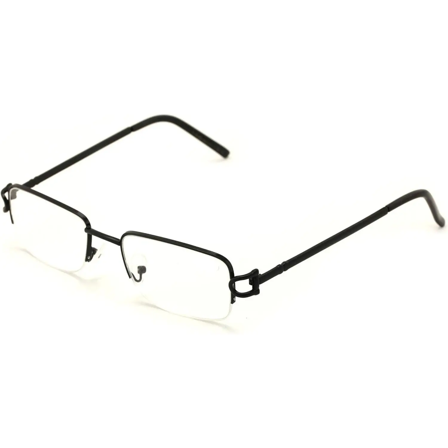 Rectangular Frame Clear Lens Designer Half Rim Eyeglasses Metal Glasses