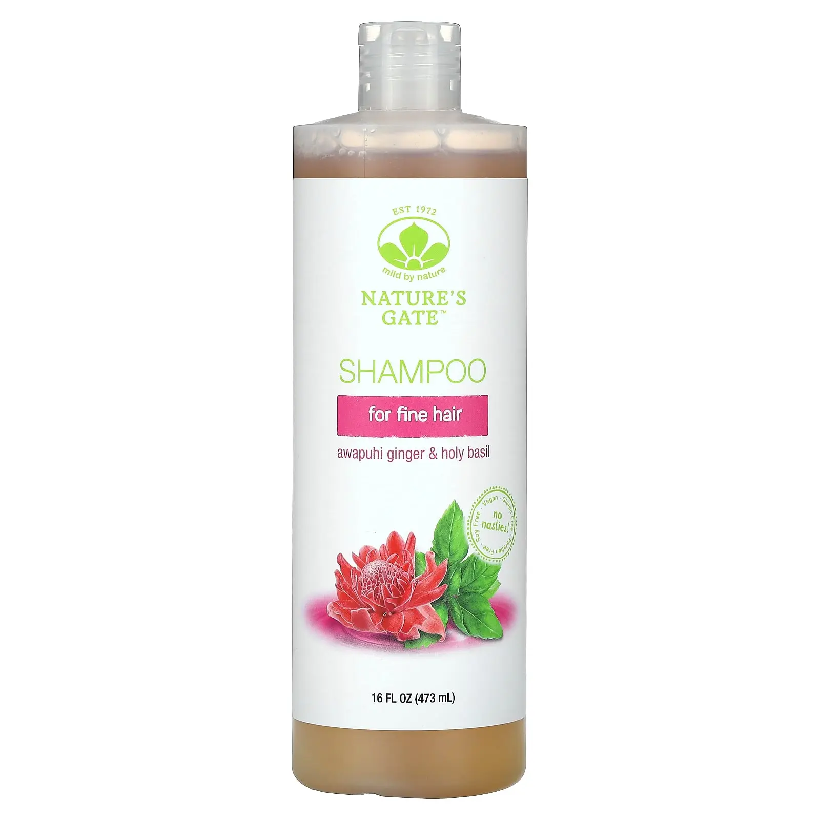 Mild By Nature (Nature's Gate), Awapuhi Ginger & Holy Basil Shampoo for Fine Hair, 16 fl oz (473 ml)