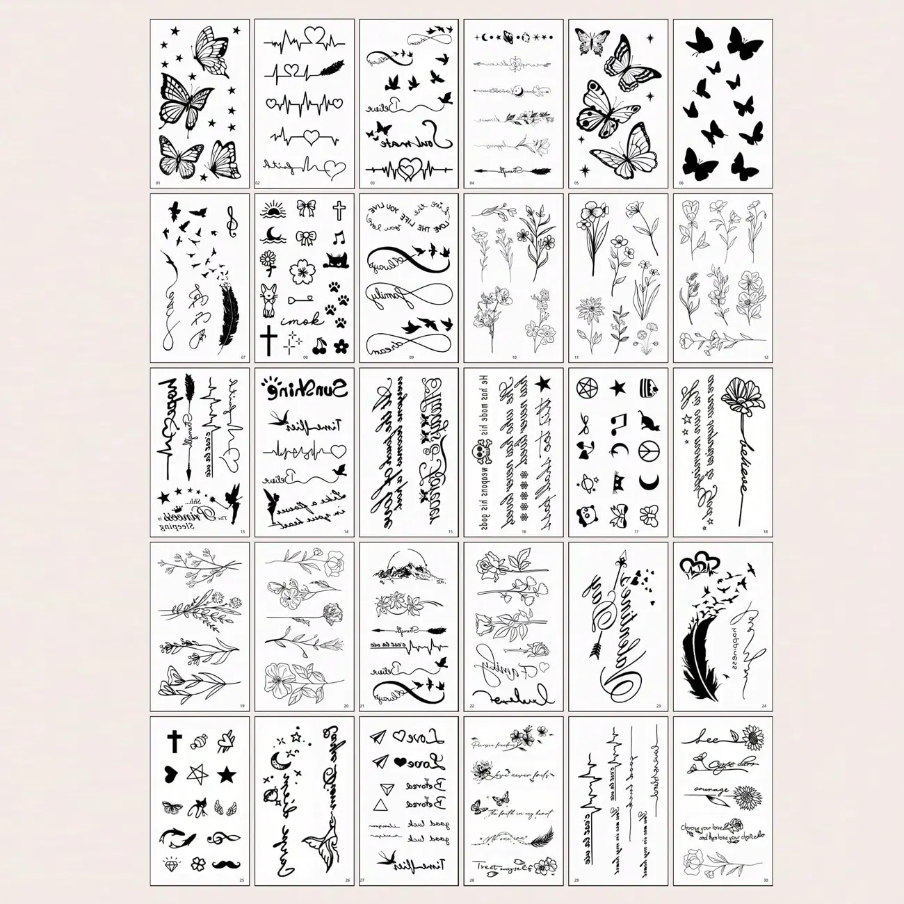Creative Temporary Tattoo Stickers Set, Realistic Rose Feather Wind Chime Planet Leaf Butterfly, Waterproof for Men Women Arms Face Fingers Neck, Temporary Fake Tattoo Tattoos Stickers