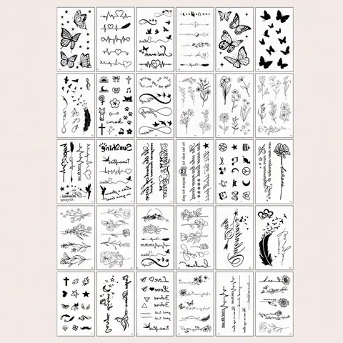 Creative Temporary Tattoo Stickers Set, Realistic Rose Feather Wind Chime Planet Leaf Butterfly, Waterproof for Men Women Arms Face Fingers Neck, Temporary Fake Tattoo Tattoos Stickers