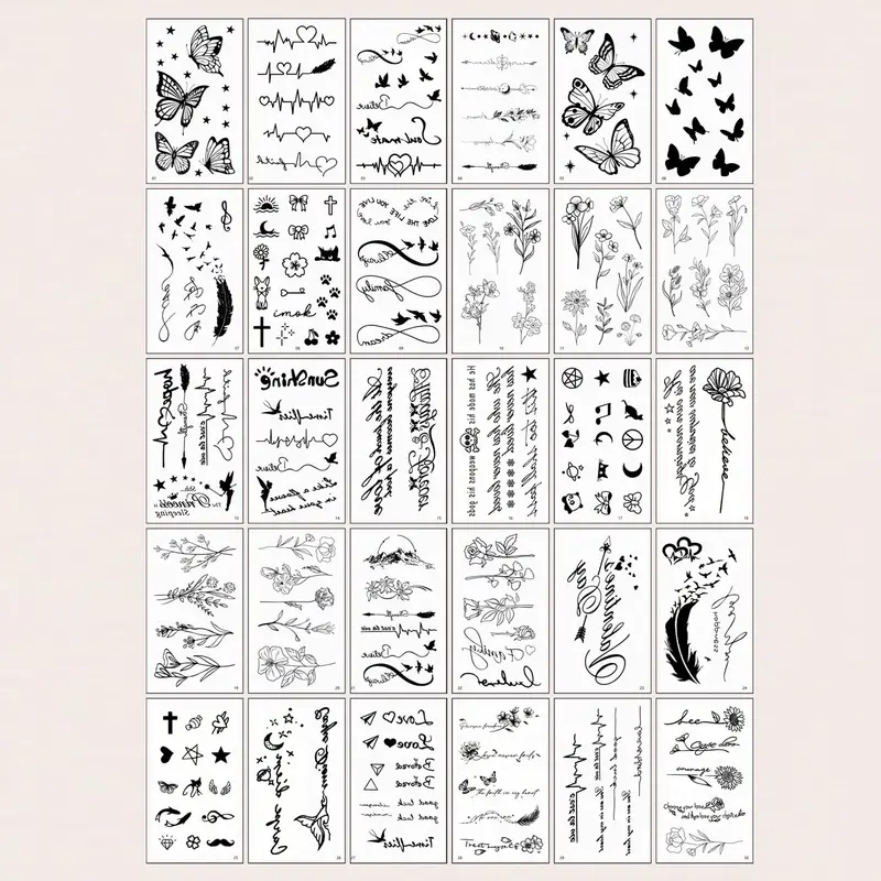 Creative Temporary Tattoo Stickers Set, Realistic Rose Feather Wind Chime Planet Leaf Butterfly, Waterproof for Men Women Arms Face Fingers Neck, Temporary Fake Tattoo Tattoos Stickers