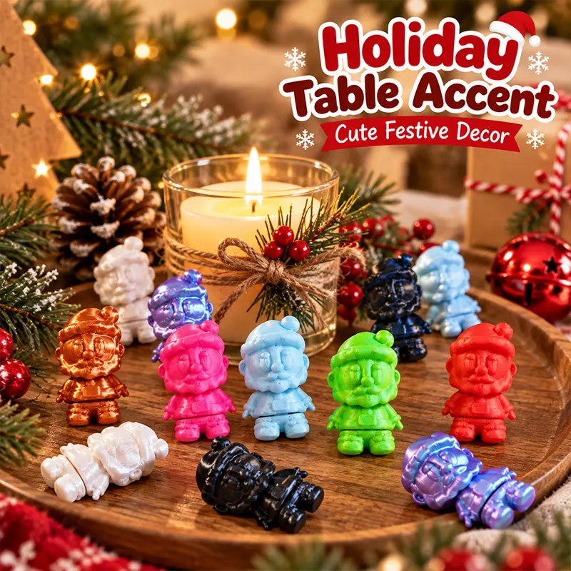 60Pcs Mini Santa Figurines, Assorted Color Tiny Christmas Santa Statues, 3D Printed Miniature Santa Ornaments, Holiday Tabletop Decor, DIY Crafts, Christmas Party Favors & Gift Fillers