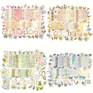 Vintage Floral Scrapbook Paper & Journaling Stickers Kit 400pcs 4 Pack Assorted Set for DIY Journaling Retro Crafts Planner Mixed Media Collage Card Album