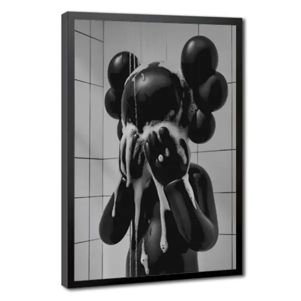 Hypebeast Street Art Canvas Poster, Modern Graffiti Bathroom Wall Decor, Black & White Urban Artwork Print, Trendy Shower Room Decor, Aesthetic Home Decoration Gift