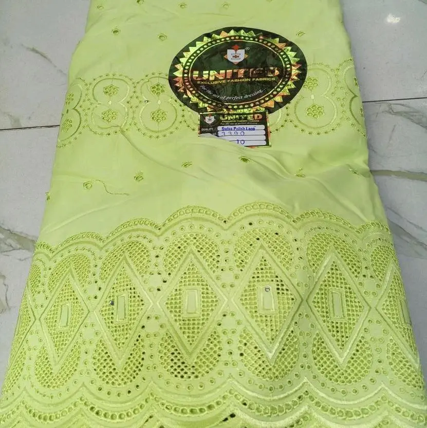 United Lace 5 Yard - Light Green with Intricate Patterns and Embroidery