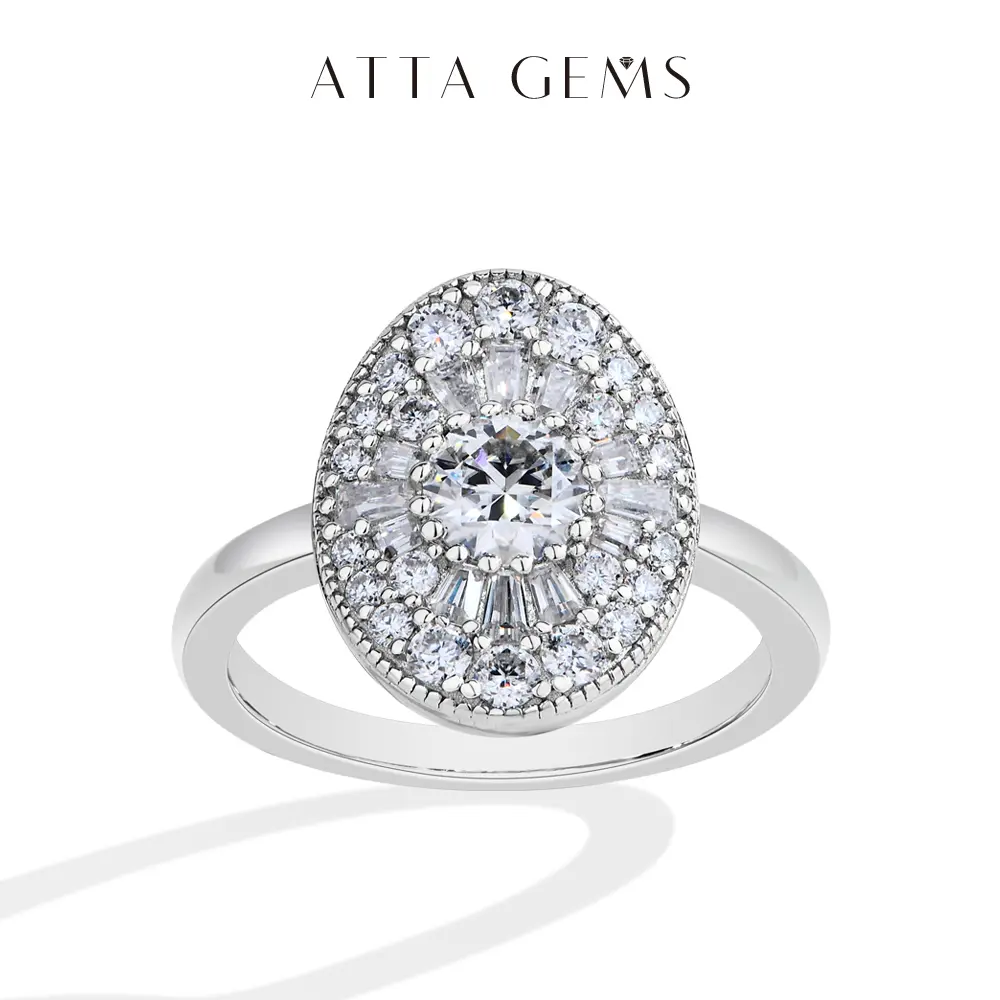 ATTAGEMS D VVS1 Color Lab-Created Moissanite Ring for Women Men Unisex 925 Sterling Silver Rings Twilight Engagement Unique Jewelry Gift for Parents,Lovers,Friends R111, Engagement Wedding Ring summerwins,summerwins