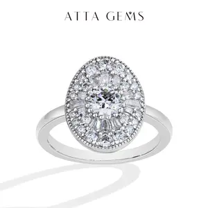 ATTAGEMS D VVS1 Color Lab-Created Moissanite Ring for Women Men Unisex 925 Sterling Silver Rings Twilight Engagement Unique Jewelry Gift for Parents,Lovers,Friends R111